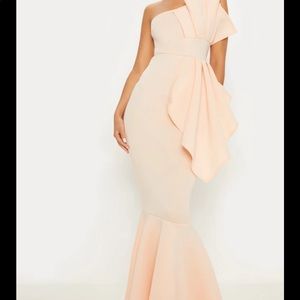 Peach One shoulder Mermaid Dress